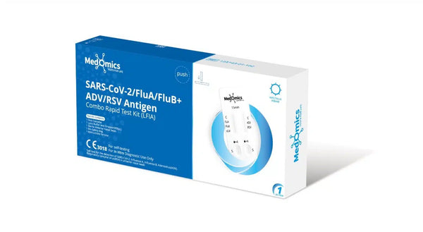Medomics 5in1 Autotest – Test rapido combinato per antigeni SARS-CoV-2, Influenza A/B, ADV e RSV per uso domestico