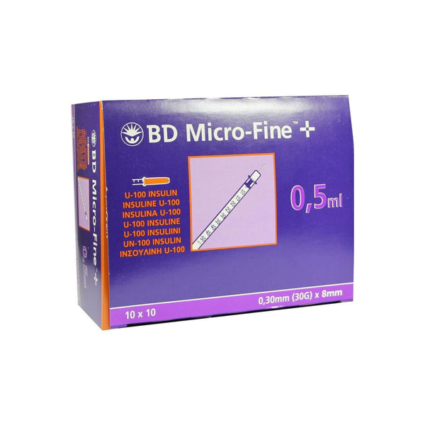 BD MICRO-FINE+ Insulin Syringe dengan Jarum 0.5ml - U100 - 0.30mm (30 G) x 8mm | 100 Buah