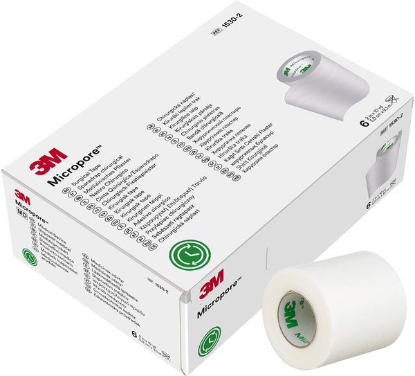 Cerotto in tessuto non tessuto 3M Micropore, 5 cm x 9,1 m, Bianco, 6 rotoli/confezione, 1530-2