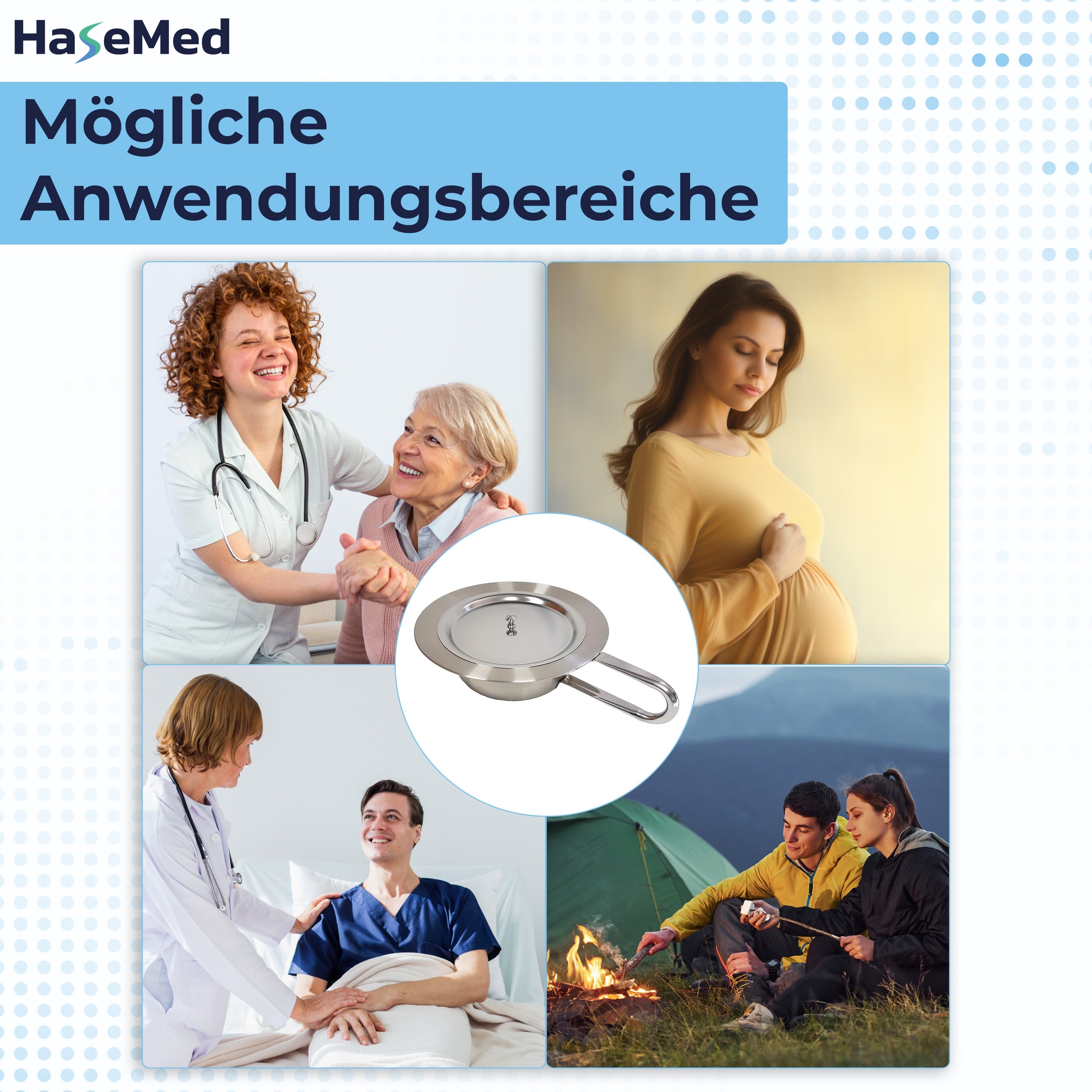 Cuña HaseMed con tapa, acero inoxidable aprox. 31 cm