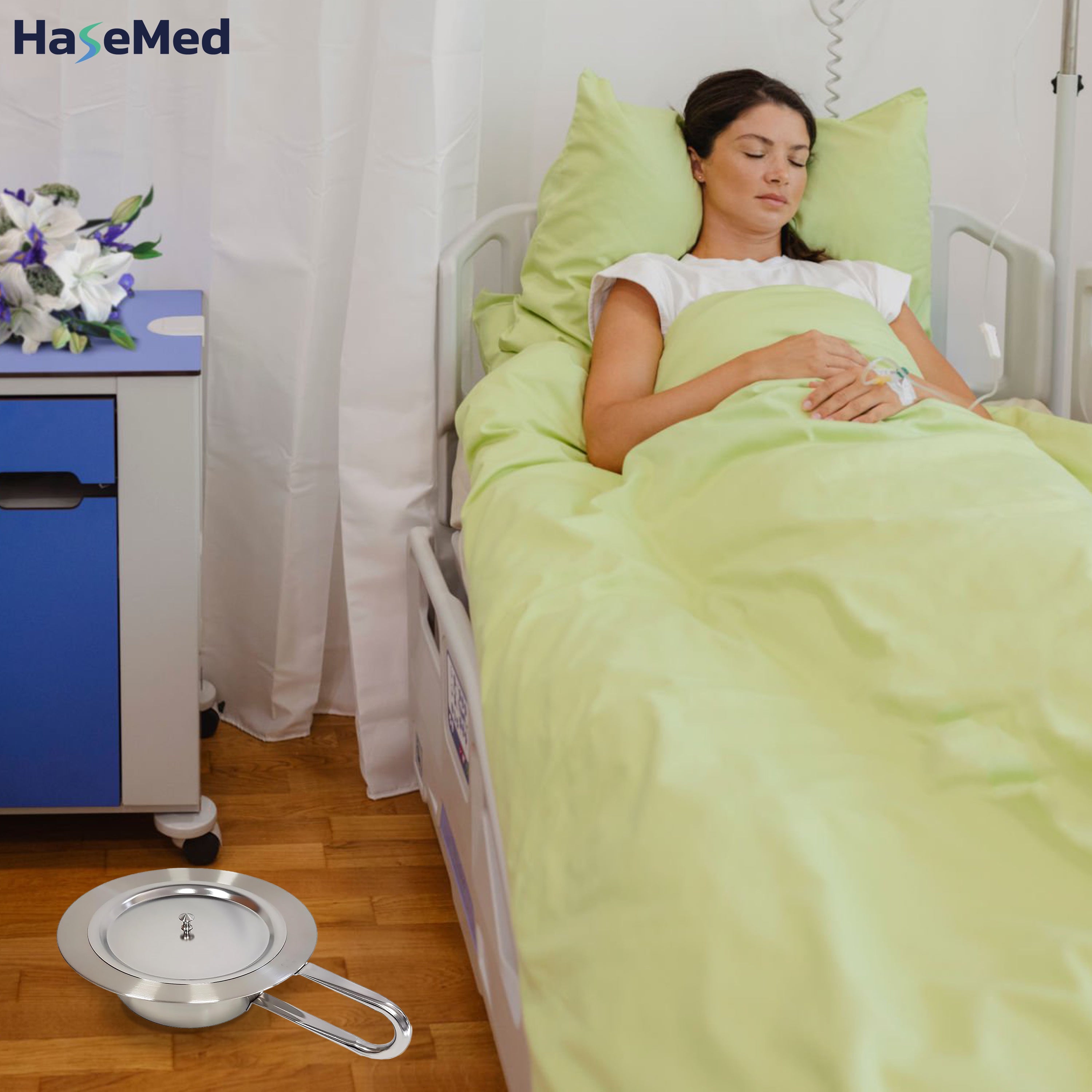 Cuña HaseMed con tapa, acero inoxidable aprox. 31 cm